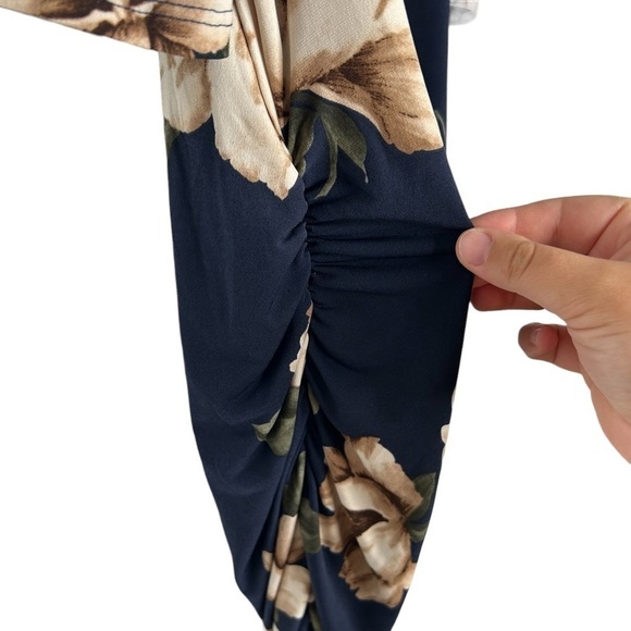 MY Bump Addison Maternity Navy Floral Cold Shoulder Fall Bodycon Dress size XL - Picture 14 of 16